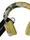 Căști din piele albă Dolce & Gabbana cu imprimeu galben - imagine 3