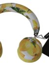 Căști din piele albă Dolce & Gabbana cu imprimeu galben - imagine 5