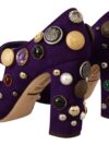 Dolce & Gabbana Pantofi cu toc din suede elegant cu butoane din bijuterii - imagine 4