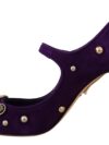Dolce & Gabbana Pantofi cu toc din suede elegant cu butoane din bijuterii - imagine 5