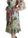 Rochie Midi din Mătase Verde cu Flori Elegantă Dolce & Gabbana - imagine 2