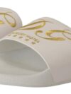 Dolce & Gabbana Sandale Chic din Piele Albă cu Broderie Aurie - imagine 2
