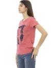 Trussardi Action Tricou din Bumbac Roz cu Print Elegant - imagine 2