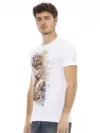 Trussardi Action Tricou Alb din Bumbac cu Amestec și Grafică pe Față - imagine 2