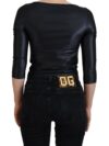 Top Elegant Negru cu Mâneci 3/4 și Detalii Aurii Dolce & Gabbana - imagine 3
