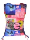 Top cu bretele Desigual Chic Albastru cu Detalii Contrastante - imagine 2