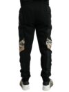 Pantaloni sport eleganți negri cu leopard Dolce & Gabbana - imagine 3