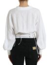 Dolce & Gabbana Top Cropped Elegant din Dantelă Albă cu Șireturi - imagine 3