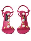 Sandale cu toc din piele roz Dolce & Gabbana - imagine 2
