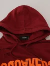 Dsquared² Pulover cu glugă din bumbac tăiat, colorat în vișiniu - imagine 6