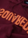 Dsquared² Pulover cu glugă din bumbac tăiat, colorat în vișiniu - imagine 8