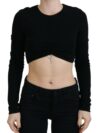 Dsquared² Top Cropped Negru din Vâscoză cu Mâneci Lungi - imagine 2