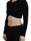Dsquared² Top Cropped Negru din Vâscoză cu Mâneci Lungi - imagine 3