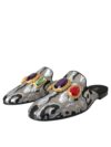 Sandale plate cu cristale din jacard gri Dolce & Gabbana - imagine 3