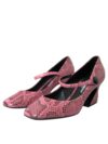 Dolce & Gabbana Pantofi cu toc Mary Jane din piele de piton roz - imagine 3