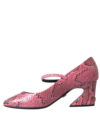 Dolce & Gabbana Pantofi cu toc Mary Jane din piele de piton roz - imagine 5
