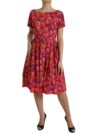 Rochie Dolce & Gabbana din bumbac cu imprimeu floral multicolor, lungime până la genunchi - imagine 2