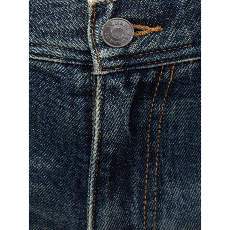 Armani Exchange Denim din bumbac albastru - imagine 4