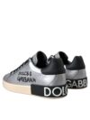 Adidași Dolce & Gabbana din piele de vițel Portofino argintii pentru bărbați - imagine 4