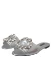 Dolce & Gabbana Sandale plate din piele cu cristale argintii - imagine 3