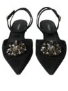 Sandale cu toc Dolce & Gabbana din piele neagră cu cristale - imagine 2