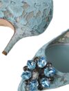 Dolce & Gabbana Pantofi cu toc din dantelă albastră Taormina cu cristale - imagine 8