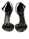 Sandale cu toc înalt din lurex cu imprimeu leopard aurie Dolce & Gabbana - imagine 2