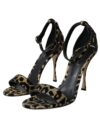Sandale cu toc înalt din lurex cu imprimeu leopard aurie Dolce & Gabbana - imagine 3