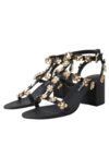 Sandale cu toc din piele neagră Dolce & Gabbana - imagine 3