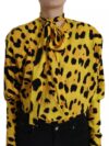 Dolce & Gabbana Bluză cu mâneci lungi, imprimeu leopard galben - imagine 4