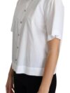 Dolce & Gabbana Top Alb din Bumbac cu Guler și Butoni Decorativi - imagine 3