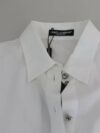 Dolce & Gabbana Top Alb din Bumbac cu Guler și Butoni Decorativi - imagine 7