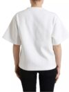 Dolce & Gabbana Tricou Alb din Bumbac Stretch cu Cristale Negre 'HOT' - imagine 5