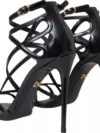 Sandale cu toc din piele neagră Dolce & Gabbana - imagine 5