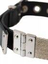 Dolce & Gabbana Black Leather Beige Strap Silver Metal Buckle Belt - imagine 2