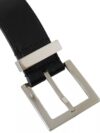 Dolce & Gabbana Black Leather Beige Strap Silver Metal Buckle Belt - imagine 3