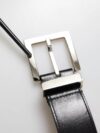 Dolce & Gabbana Black Leather Beige Strap Silver Metal Buckle Belt - imagine 7