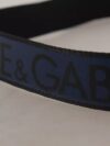 Dolce & Gabbana Blue Black Logo Print Silver Buckle Belt - imagine 7
