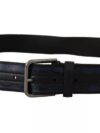 Dolce & Gabbana Blue Black Logo Print Silver Buckle Belt - imagine 4