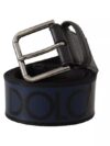 Dolce & Gabbana Blue Black Logo Print Silver Buckle Belt - imagine 3