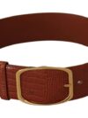Dolce & Gabbana Brown Wide Waist Design Leather Gold Metal Buckle Belt - imagine 4