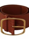 Dolce & Gabbana Brown Wide Waist Design Leather Gold Metal Buckle Belt - imagine 5