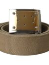 Dolce & Gabbana Brown Canvas Square Metal Buckle Men Belt - imagine 2