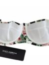 Dolce & Gabbana Multicolor Striped Rose Print Swimwear Bikini Top - imagine 5