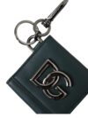 Dolce & Gabbana Green Calfskin Leather DG Logo Keyring Coin Purse Wallet - imagine 6