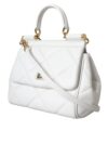 Dolce & Gabbana White Quilted Leather SICILY Shoulder Purse Satchel Bag - imagine 3