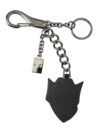 Dolce & Gabbana Black Prince Studs Logo Silver Brass Keychain Keyring - imagine 5