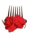 Dolce & Gabbana Red Silk Floral Gold Brass Women Hair Comb - imagine 5