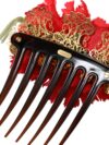 Dolce & Gabbana Red Silk Floral Gold Brass Women Hair Comb - imagine 7