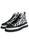 Adidași Dolce & Gabbana înălțați negri și albi cu leopard - imagine 3